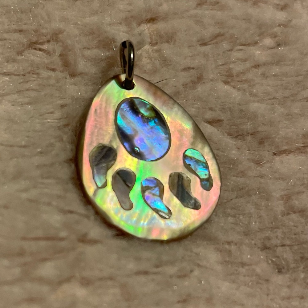 Vintage Abalone Navajo Bear Paw Pendant